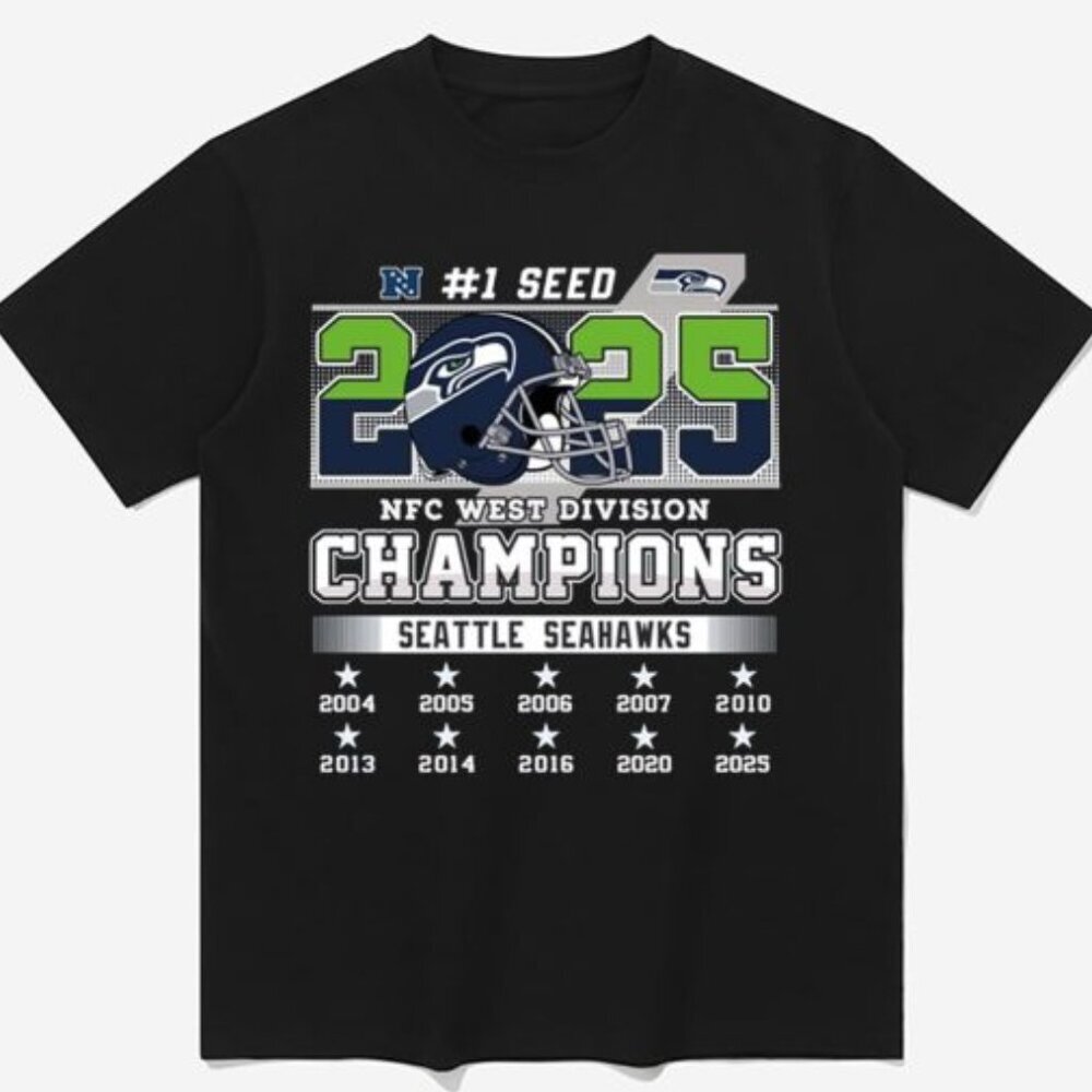 2025 Seahawks #1 Seed NFC West Champions T Shirt 90